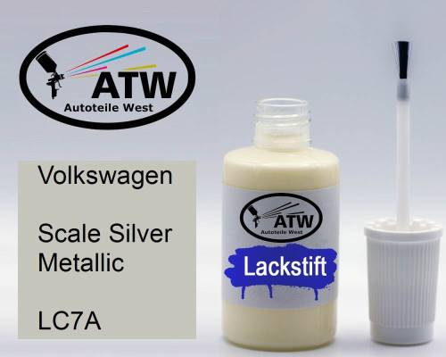 Volkswagen, Scale Silver Metallic, LC7A: 20ml Lackstift, von ATW Autoteile West.